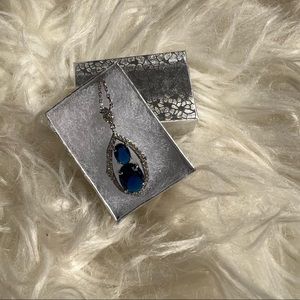 Bomb Party Blue Stone & CZ’s  Necklace